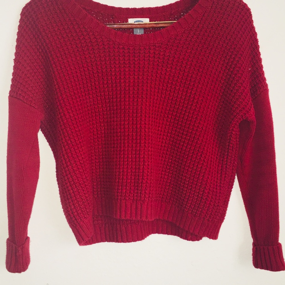 Red/ Deep Red Knit Sweater Size Small - Picture 2 of 3